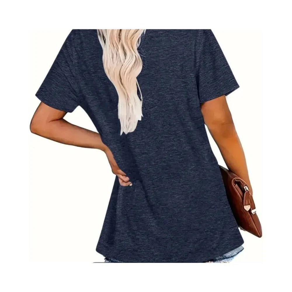 Women's Navy Blue Patriotic Flag Tee in Sizes S-M-L-XL-XXL - Picture 2 of 3